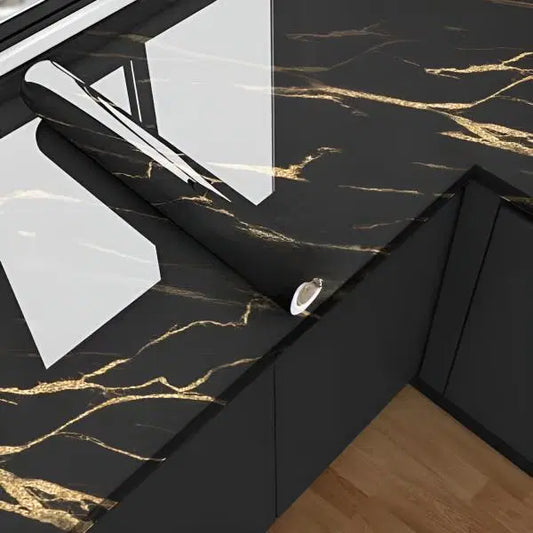 Modern Abstract Black & Gold Marble Sheet