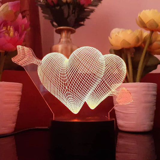 Heart 3D Illusion Table Lamp